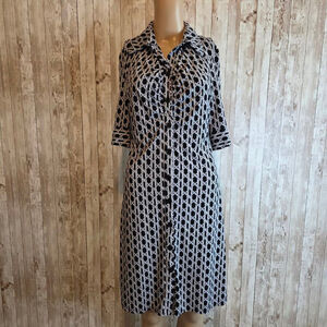 Laundry by Shelli Segal Dress M Black White Geometric